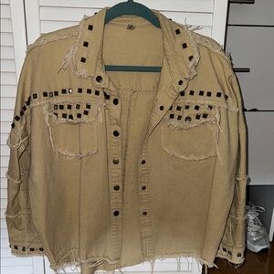 Studded Tan Denim Jacket